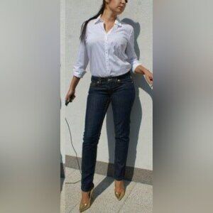 True Religion Stevie low rise medium wash Stretch Slim Distressed denim jeans 29